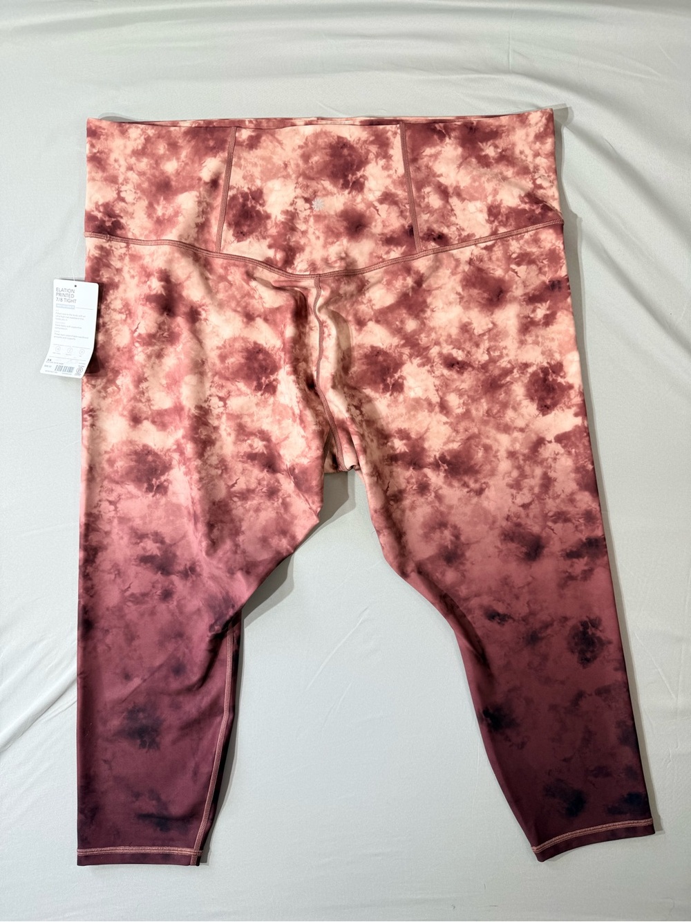 NWT Athleta Elation 7/8 tight maroon tie dye size 3X - Picture 3 of 6